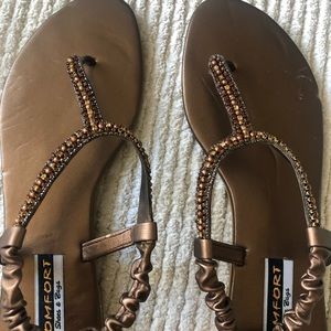 Brown beaded sandals size 9 NEW